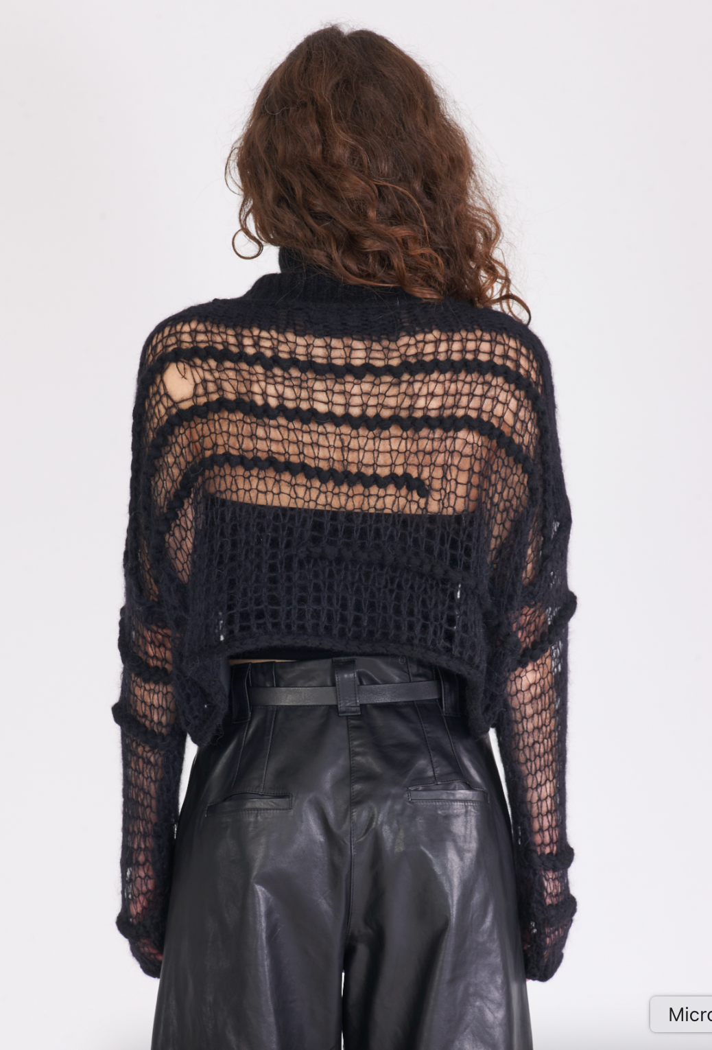 Black Boxy Turtleneck Mesh Sweater for Women - Trendy Oversized Knit Pullover for Fall & Winter Fashion, Office Wear and Casual Outfits