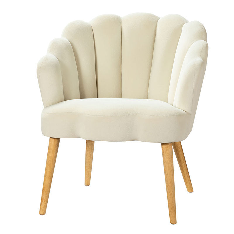 Ariel Scalloped Velvet Armchair - Luxurious Velvet Upholstered Accent Chair for Living Room, Bedroom & Office - Elegant Home Decor Furniture for Comfortable Seating
