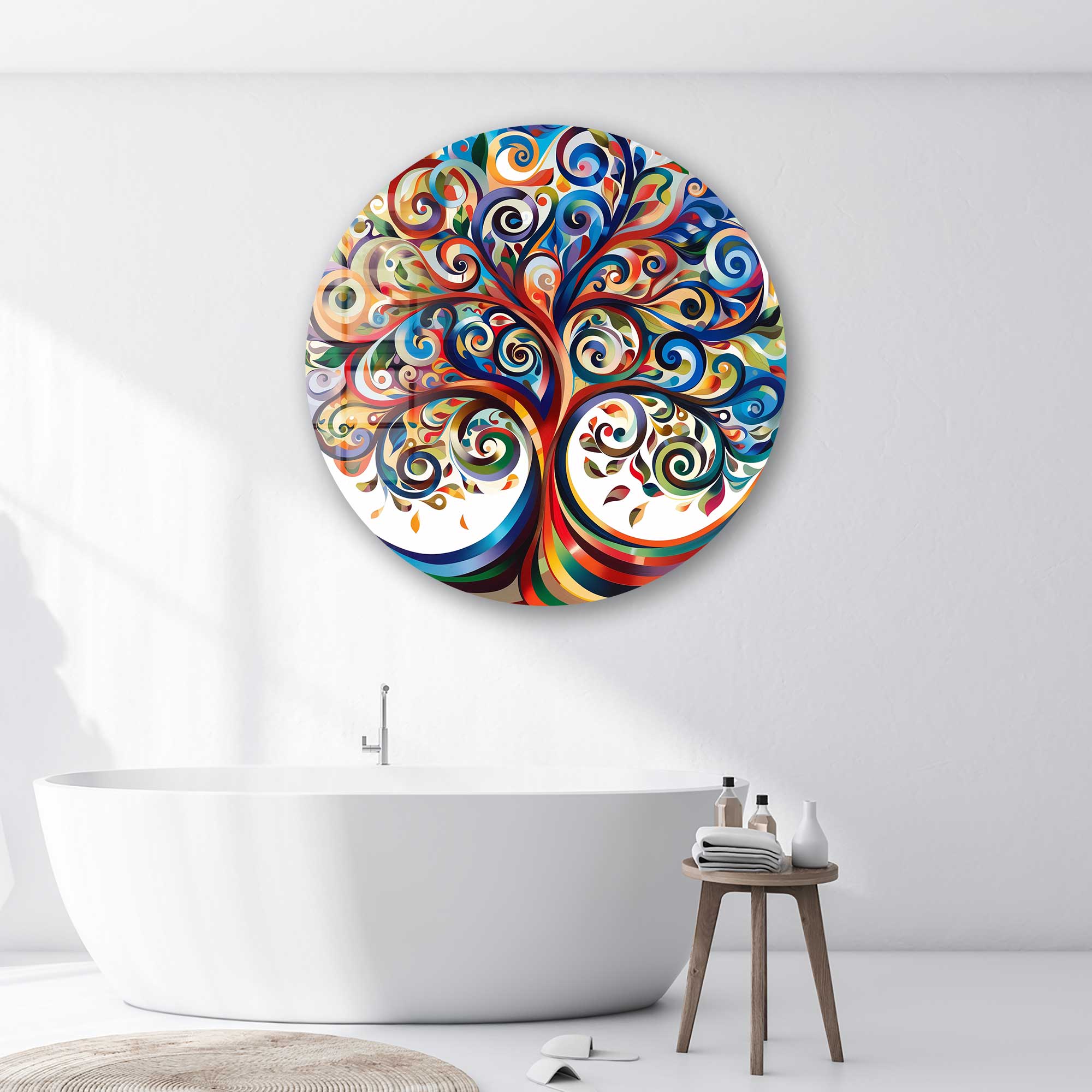 Tree of Life Rounded Glass Wall Art - Elegant Home Decor for Living Room, Bedroom & Office - Perfect for Gifts & Spiritual Spaces