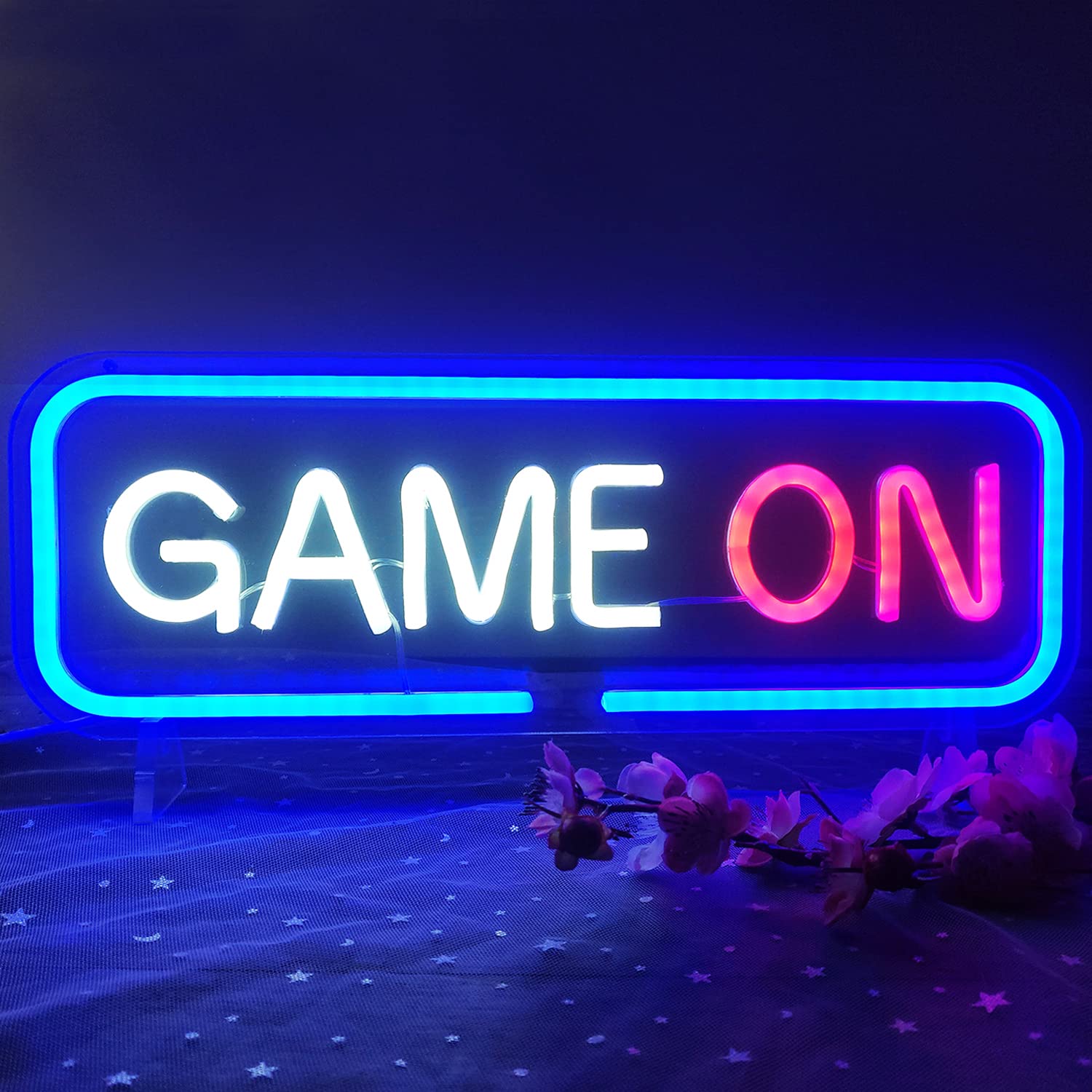 Dimmable USB-Powered Blue Neon Game Sign - Handmade 16'' Gamer Gift for Bedroom, Game Room & Man Cave | Perfect for Video Game Parties & Gaming Decor