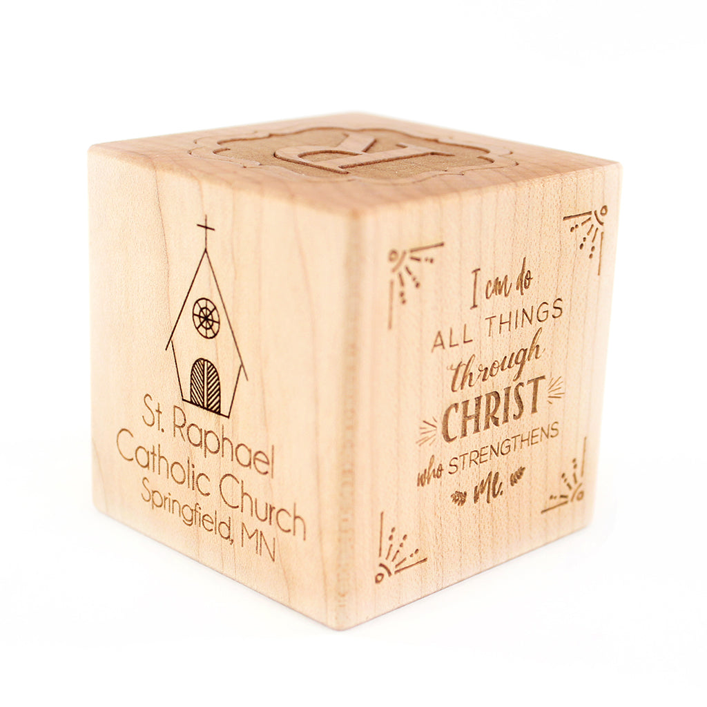 First Communion Keepsake Block - Personalized Religious Gift for Boys & Girls - Wooden Christening Souvenir - Perfect for Baptism, First Holy Communion & Religious Milestones