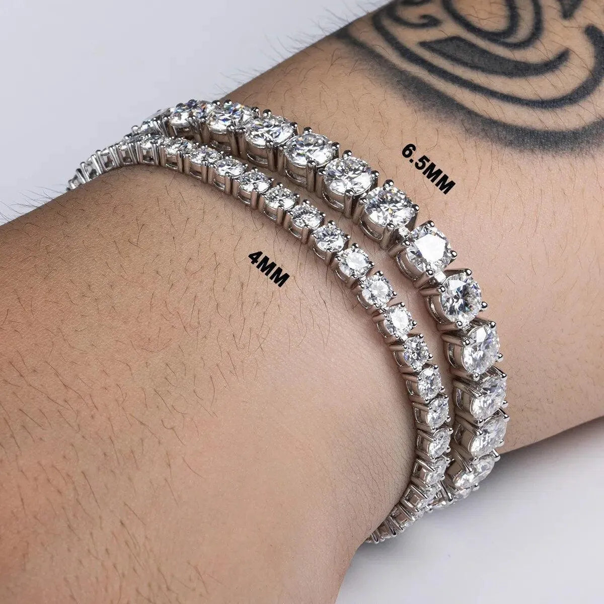 AnuJewel 6.5mm 24-Piece 29cttw D Color Moissanite Tennis Bracelet - 925 Sterling Silver Wedding Jewelry for Women - Perfect for Bridal, Anniversary & Special Occasion Gifts