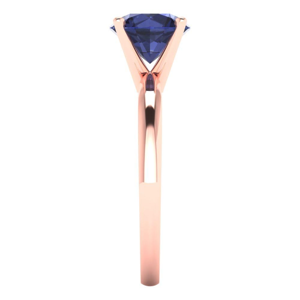1.50ct Round Cut VVS1 Blue Sapphire Solitaire Engagement Ring in 14K Rose Gold - Wedding, Bridal, Anniversary Jewelry Gift for Her - Perfect for Proposals, Valentine's Day & Special Occasions