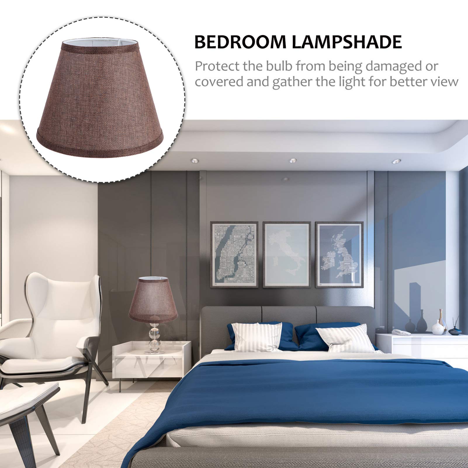 Lurrose 23cm Clip-On Drum Lamp Shade - Fabric Chandelier & Table Lamp Cover for Bulbs & Candles - Perfect for Home Office, Bedroom, and Living Room Lighting Decor