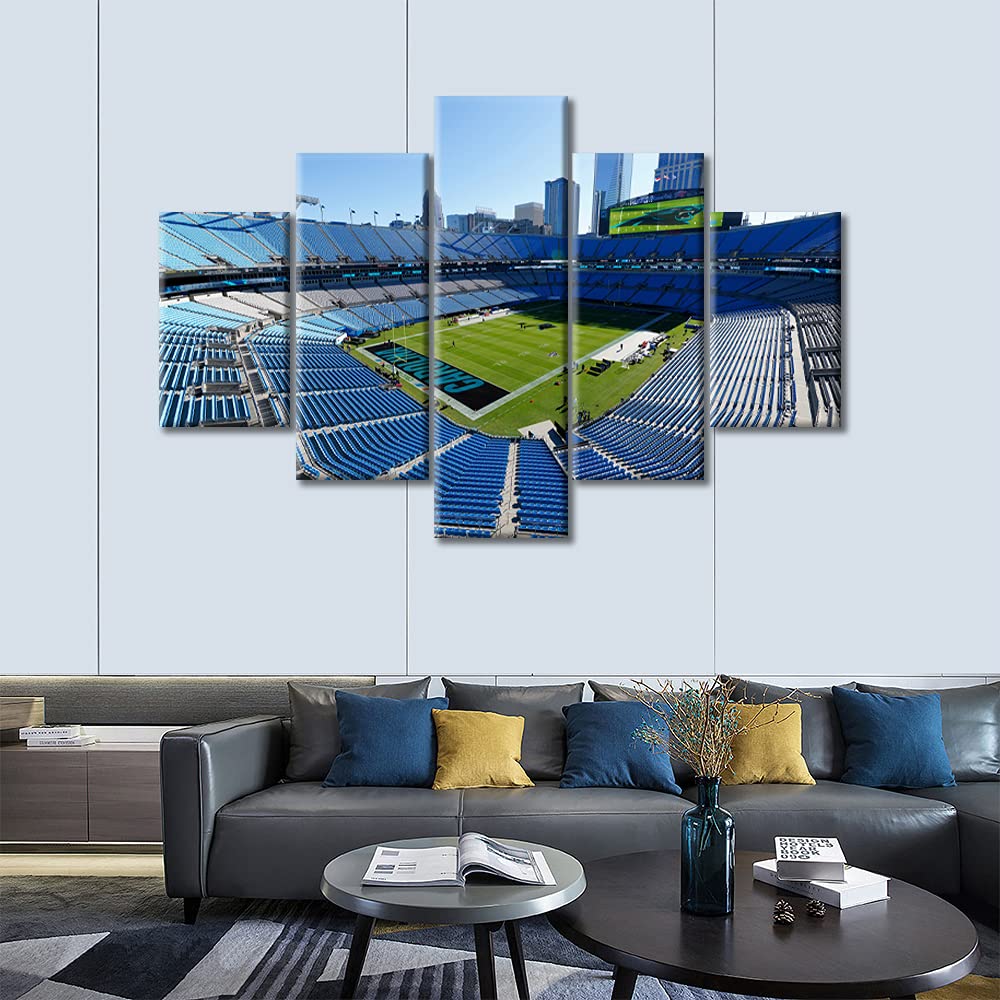 5-Piece American Soccer Poster Wall Art Set - Bank of America Stadium Canvas Print with Wooden Frame (60