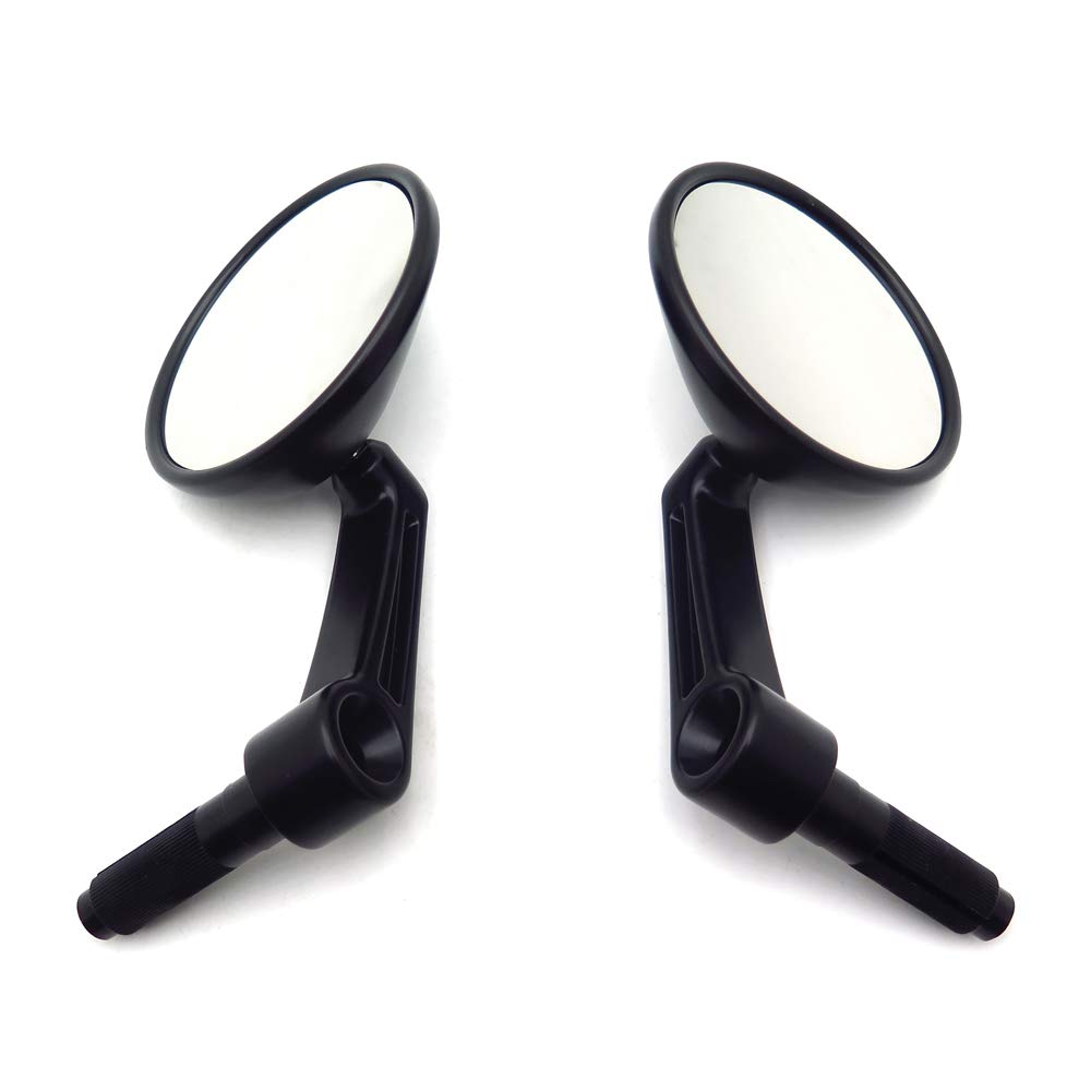 HTTMT USMT252-030-BK Adjustable Black Round Bar End Rearview Side Mirrors - 22mm Compatible with Cafe Racer Motorcycles - Perfect for Urban Commuting and Scenic Rides