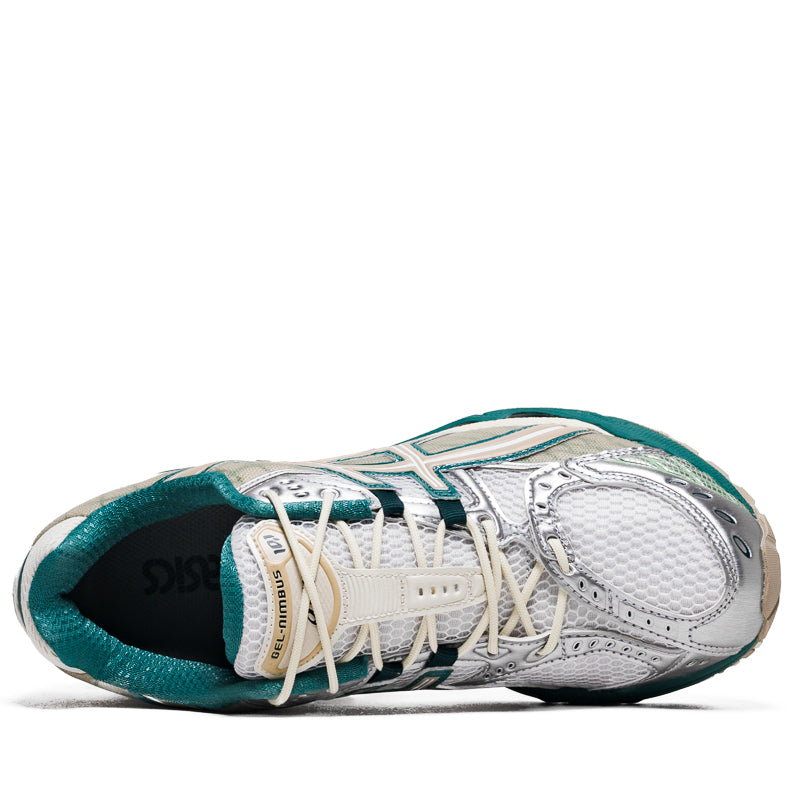 ASICS Gel-Nimbus 10.1 Running Shoes for Men & Women - White/Rainy Lake - Cushioned Comfort for Long Distance Running & Marathon Training