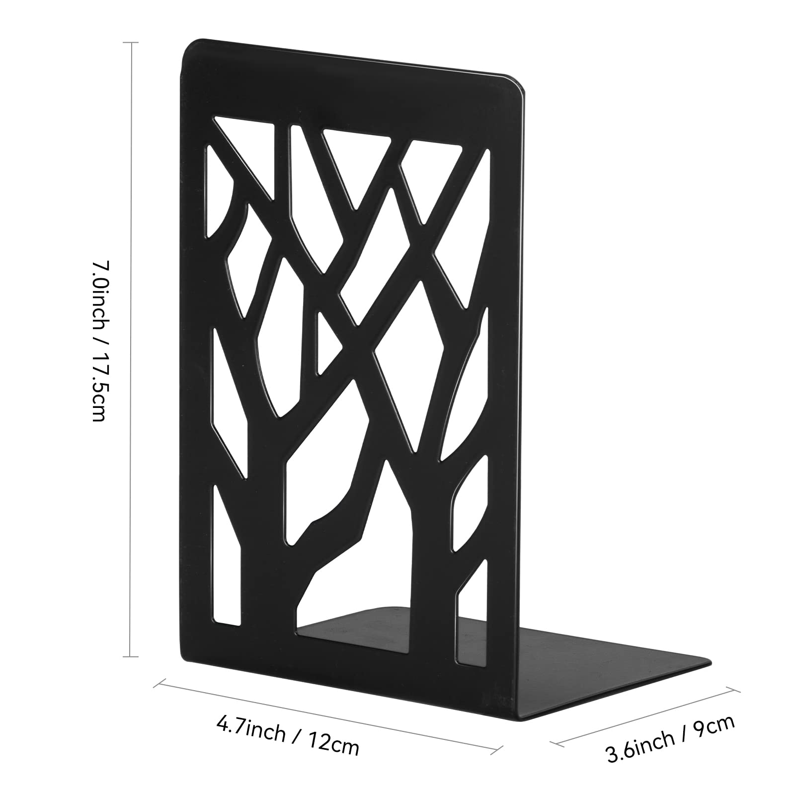 Heavy Duty Metal Bookends for Shelves - 6 Pair Black Decorative Book Stoppers & Book Shelf Holders - Perfect for Home, Office, and Library Organization