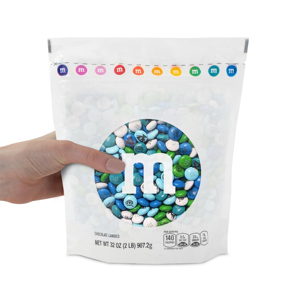 M&M'S Father’s Day Milk Chocolate Candies – 2lb Bulk Candy in Resealable Bag with Dad-Themed Printed Icons | Unique DIY Gift for Dad | Perfect for Father’s Day Gifts, Parties & Celebrations | Great for Office Treats, Stocking Stuffers & Family Gatherings