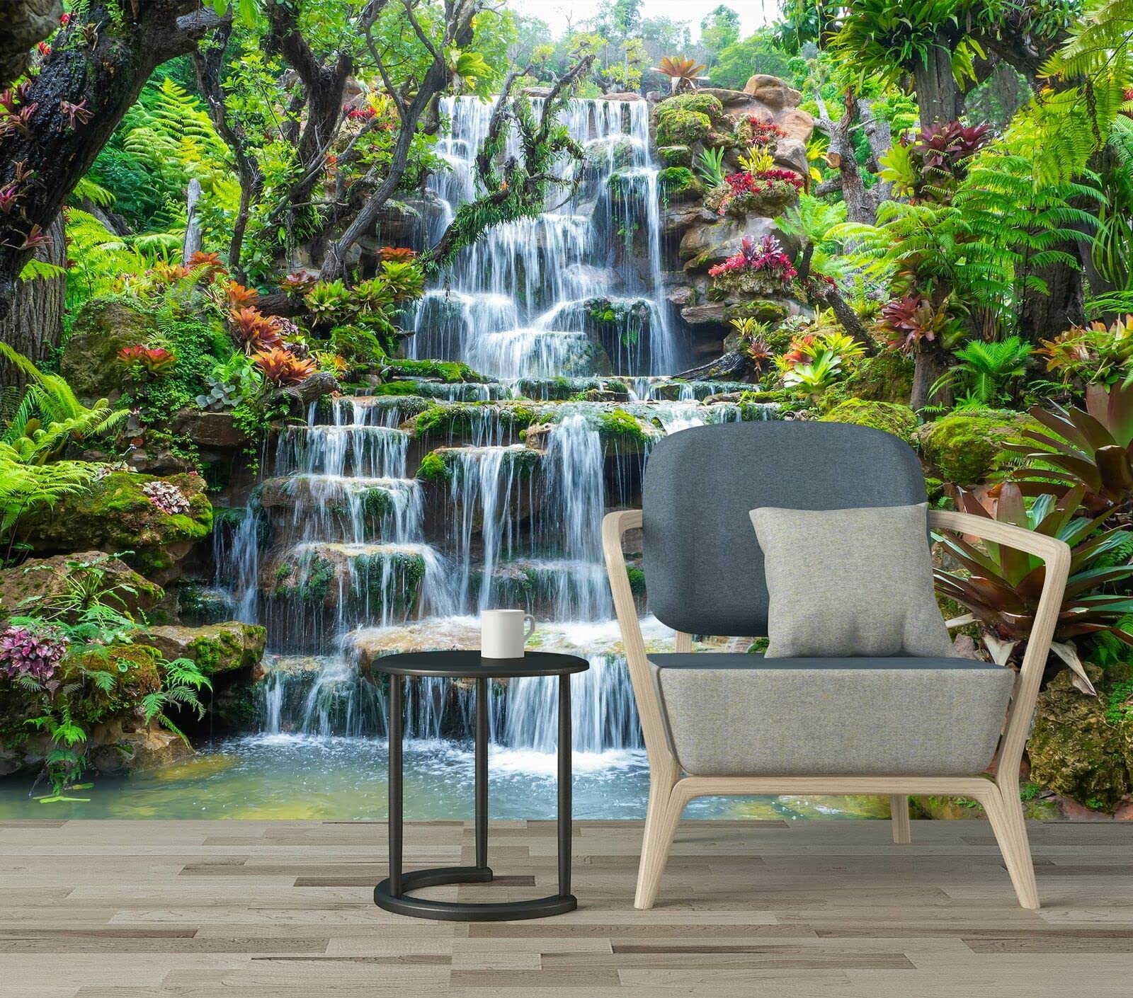 3D Mountain Spring Waterfall Self-Adhesive Wall Mural - Natural Landscape Removable Wallpaper Sticker - Large 118x78.7 Inch Home Decor for Living Room, Bedroom & Office