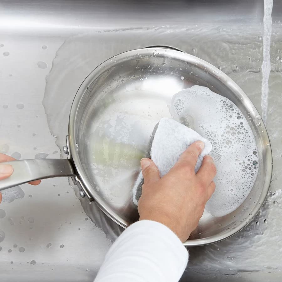 IKEA SVAMPIG Dish Sponge, Grey-White - Pack of 2 | Durable & Absorbent for Kitchen Cleaning, Dishwashing & Household Chores