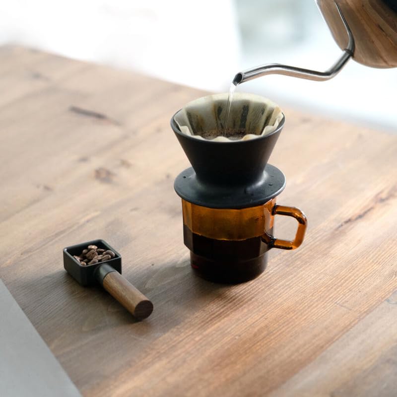 Premium Ceramic Pour Over Coffee Maker - HMM Patio Coffee Dripper for 1-2 Cups | Minimalist Design | SGS Certified | Perfect for Home, Office & Camping Coffee Brewing | Black