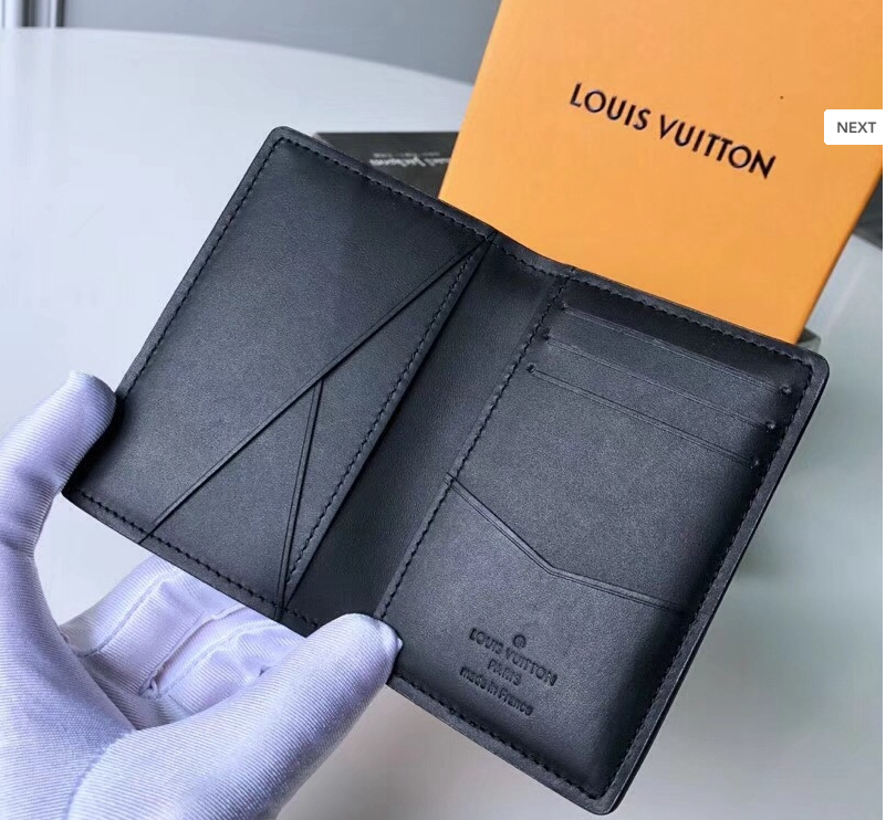 LV Pocket Organizer Wallet - Dark Infinity Leather Men's Slim Card Holder for Credit Cards & Cash - Perfect for Business, Travel & Everyday Use