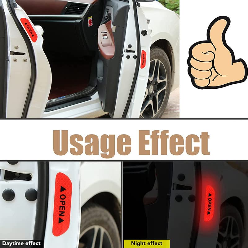 Mr Fix® 4-Pack Red Reflective Car Door Safety Warning Stickers - Universal Fit for Maruti Swift & Other Vehicles - Enhance Nighttime Visibility for Parking Lots & Roadside Emergencies