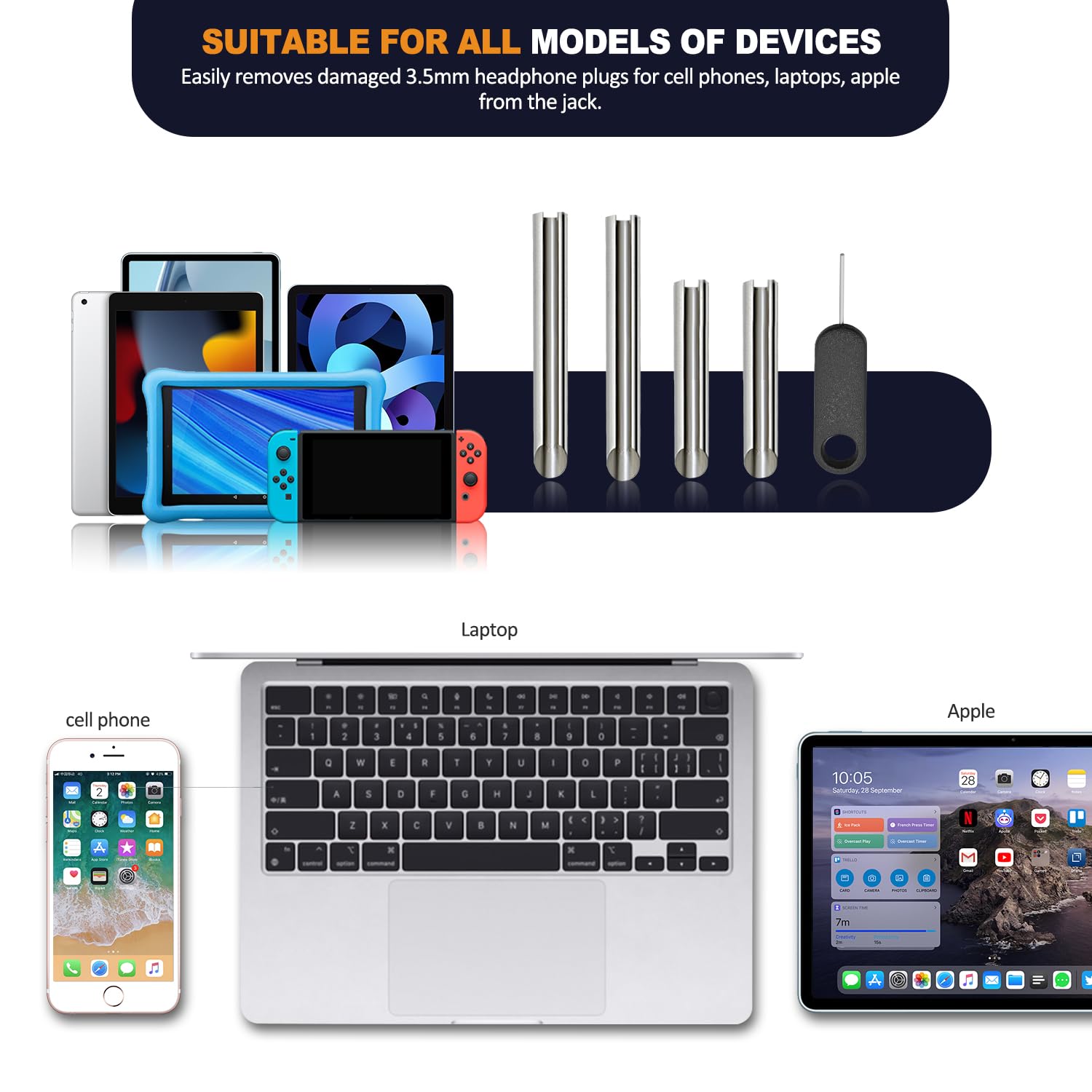 Premium Headphone Jack Removal Tool - Extract Broken Headphone Plugs from iPhone, Samsung & Mobile Devices | Easy DIY Repair Kit for Headphone Port Issues | Perfect for Electronics Repair Shops & Home Use