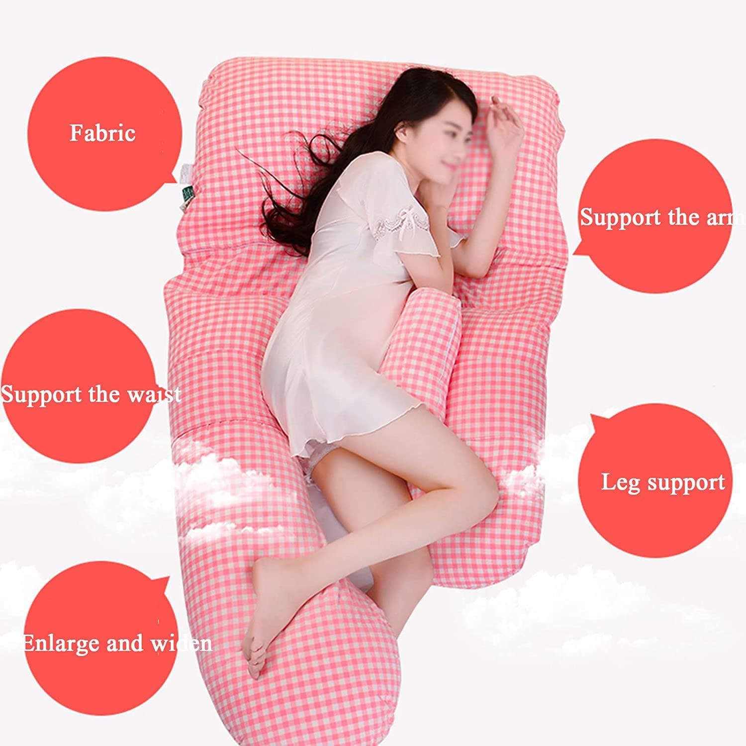 Extra Large & Wide Maternity Body Pillow with Adjustable Support & Removable Cooling Cover - Perfect for Pregnancy Comfort, Back Pain Relief & Side Sleeping (Ideal for All Trimesters)