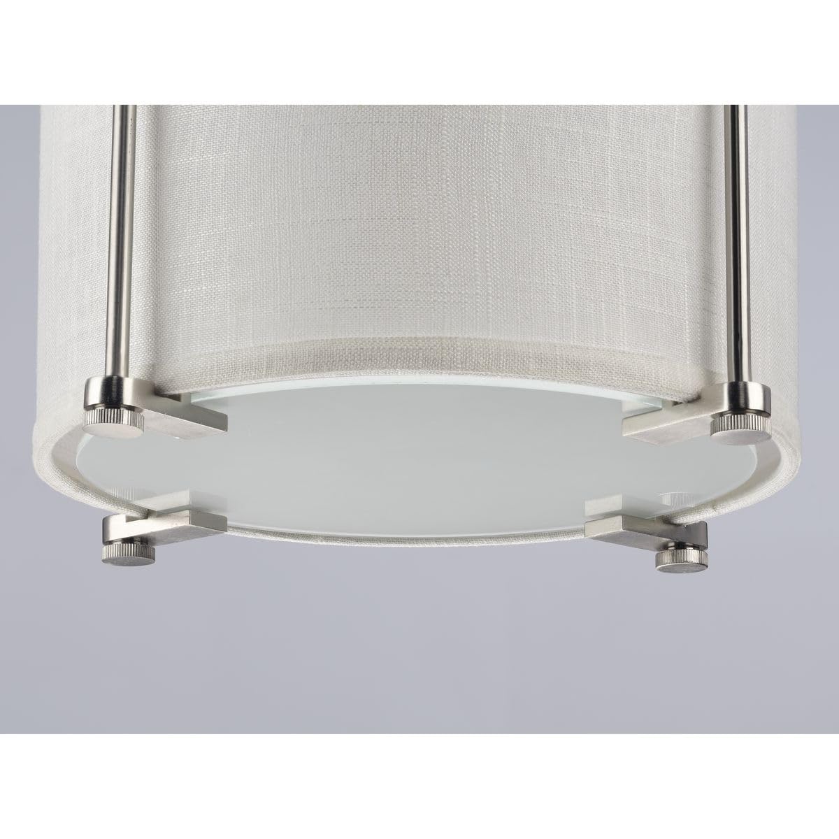 Marche Collection 4-Light Polished Nickel Grey Mylar Shade Luxe Pendant Light - Modern Dining Room Chandelier for Kitchen Island, Bedroom & Living Room Lighting