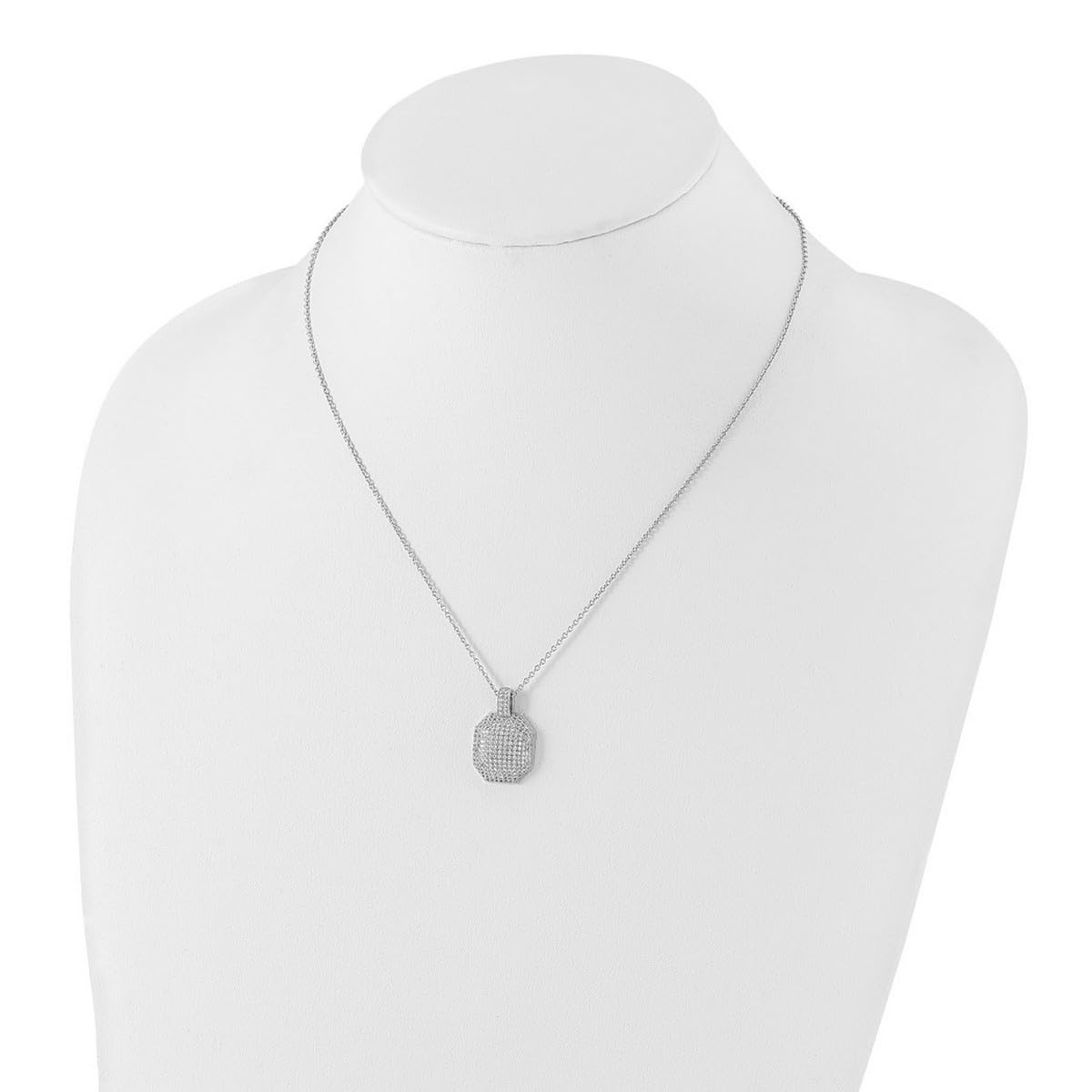 925 Sterling Silver Lobster Claw Clasp CZ Cubic Zirconia Simulated Diamond Elegant Polished Necklace 18 Inch 15.7mm Wide - Women's Pendant Necklace for Parties, Weddings & Special Occasions