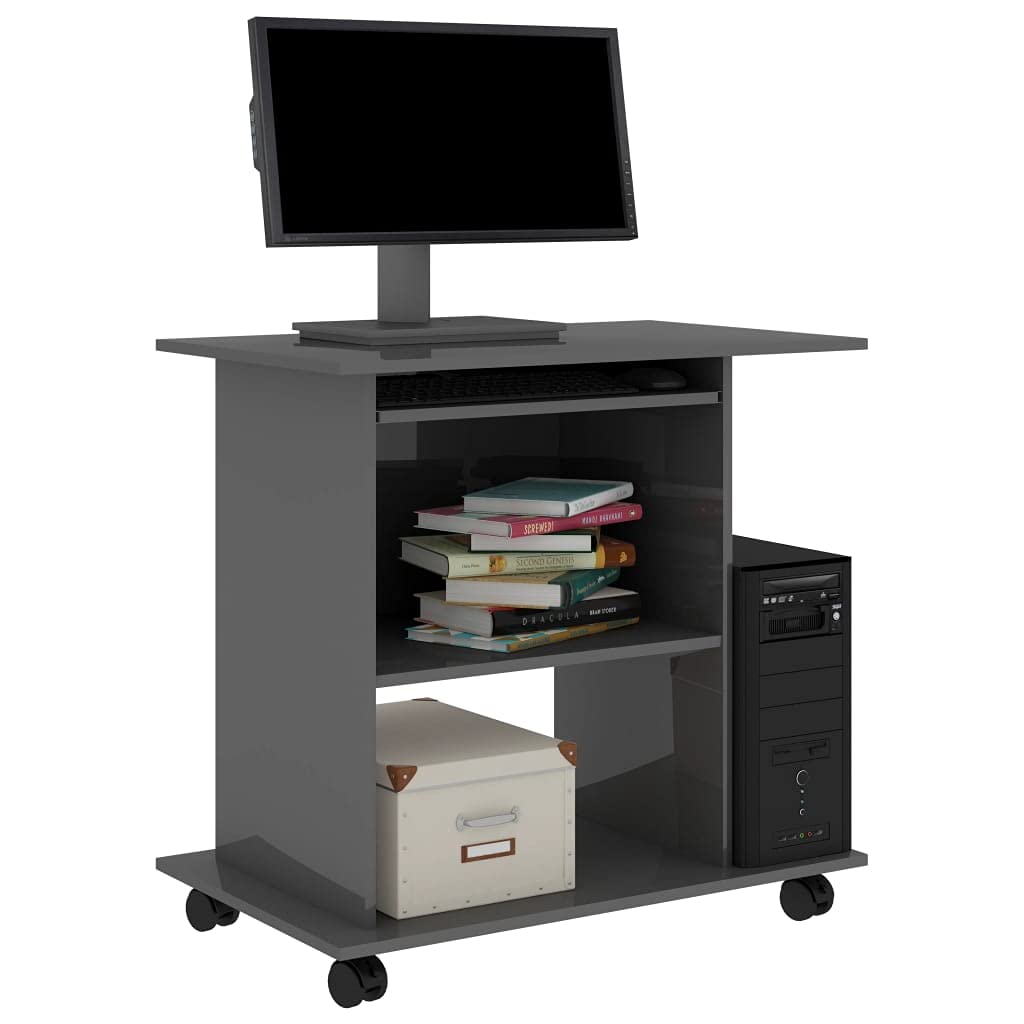 Modern High Gloss Gray Computer Desk 31.5