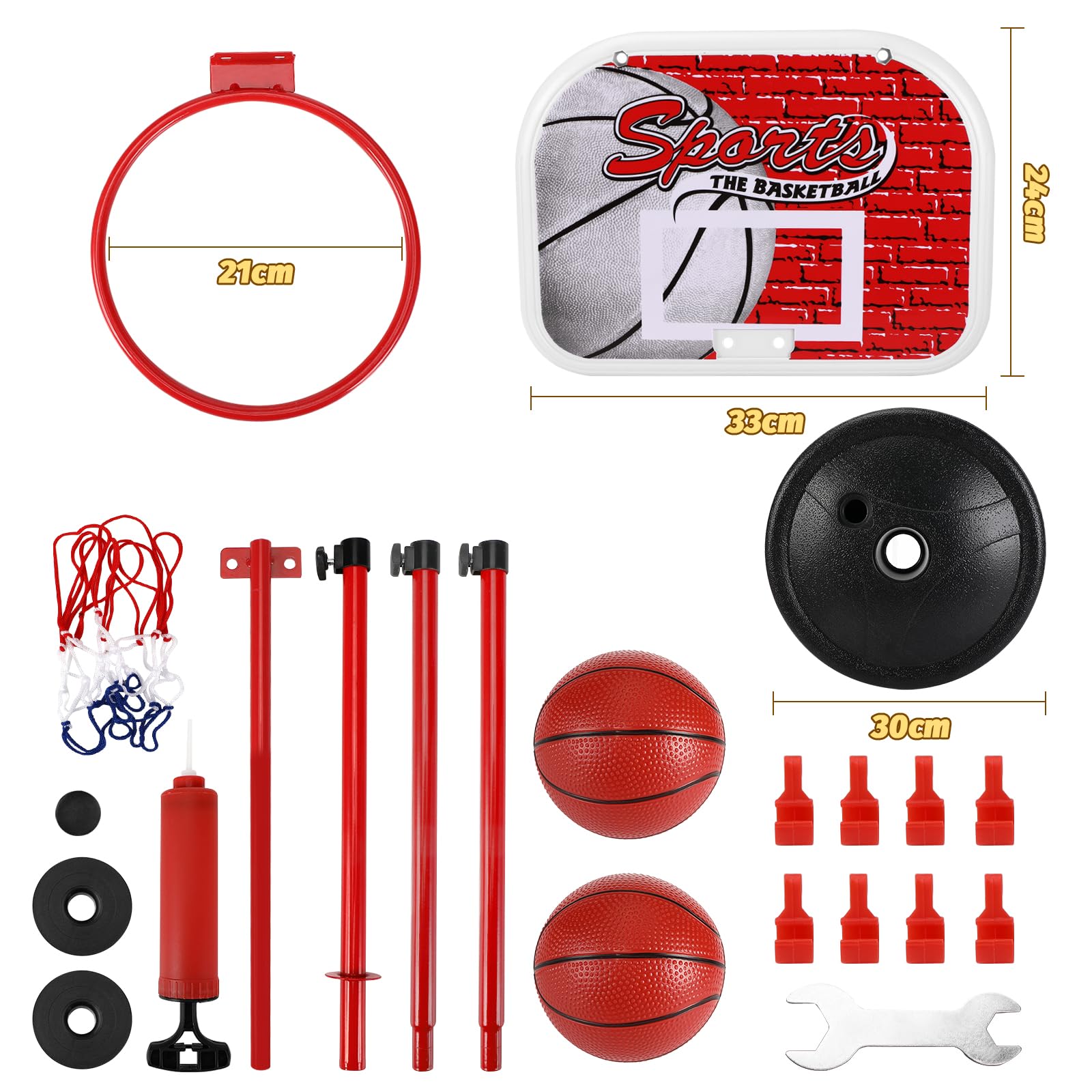 Adjustable Height Kids Basketball Hoop Set with 2 Balls & Pump - Indoor & Outdoor Basketball Goal for Boys & Girls Ages 3-8 - Perfect for Driveway, Backyard, and Playground Fun