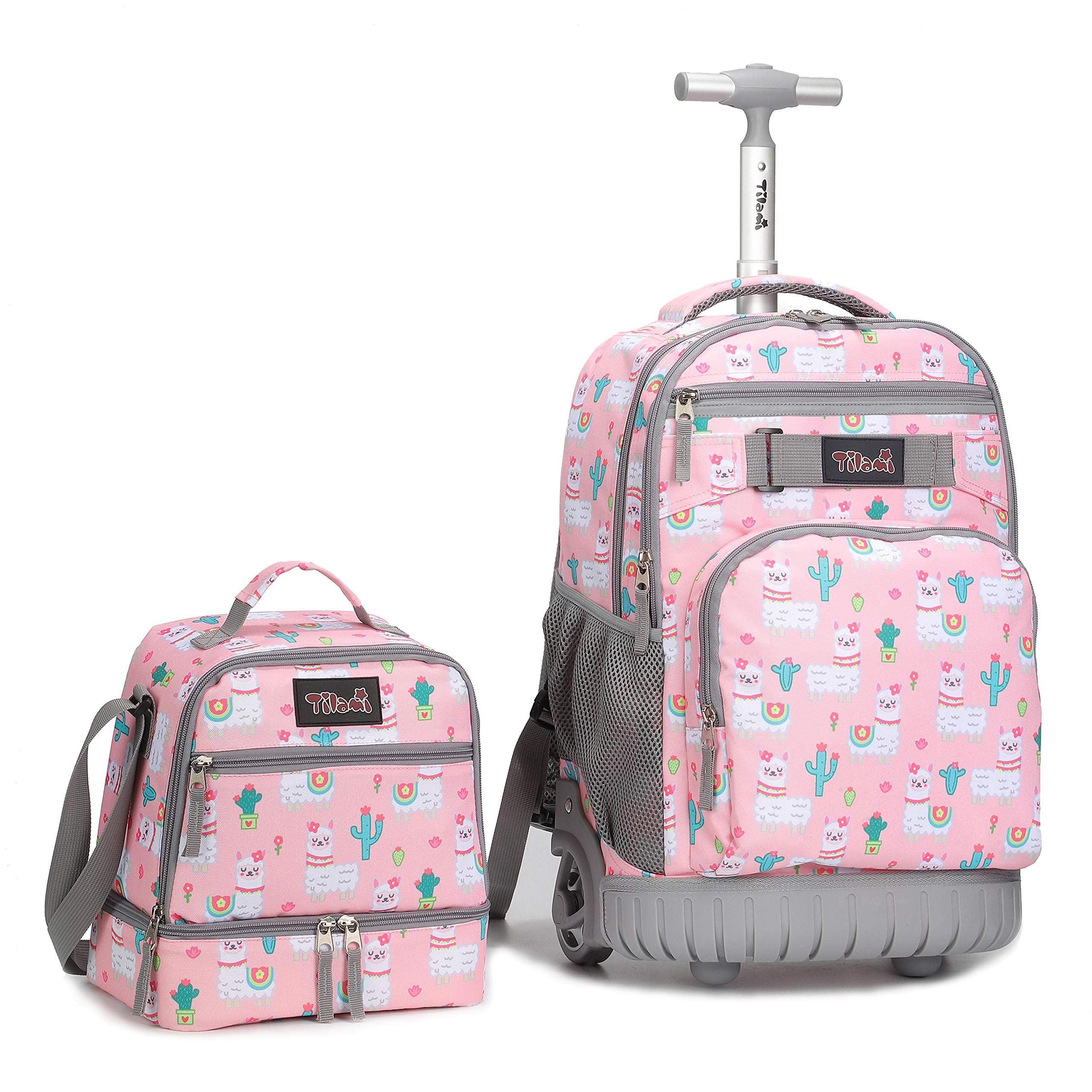 Tilami 19 Inch Rolling Backpack with Wheels and Detachable Lunch Bag - Wheeled Laptop Backpack for School, College, Business Travel & Commuting