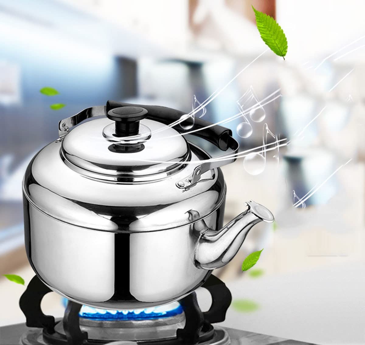 Premium 5L Stainless Steel Whistling Stovetop Tea Kettle - Durable Metal Tea Pot for Gas & Electric Stoves - Perfect for Home, Restaurant & Office Use - Ideal for Tea Brewing, Coffee Making & Hot Water Heating