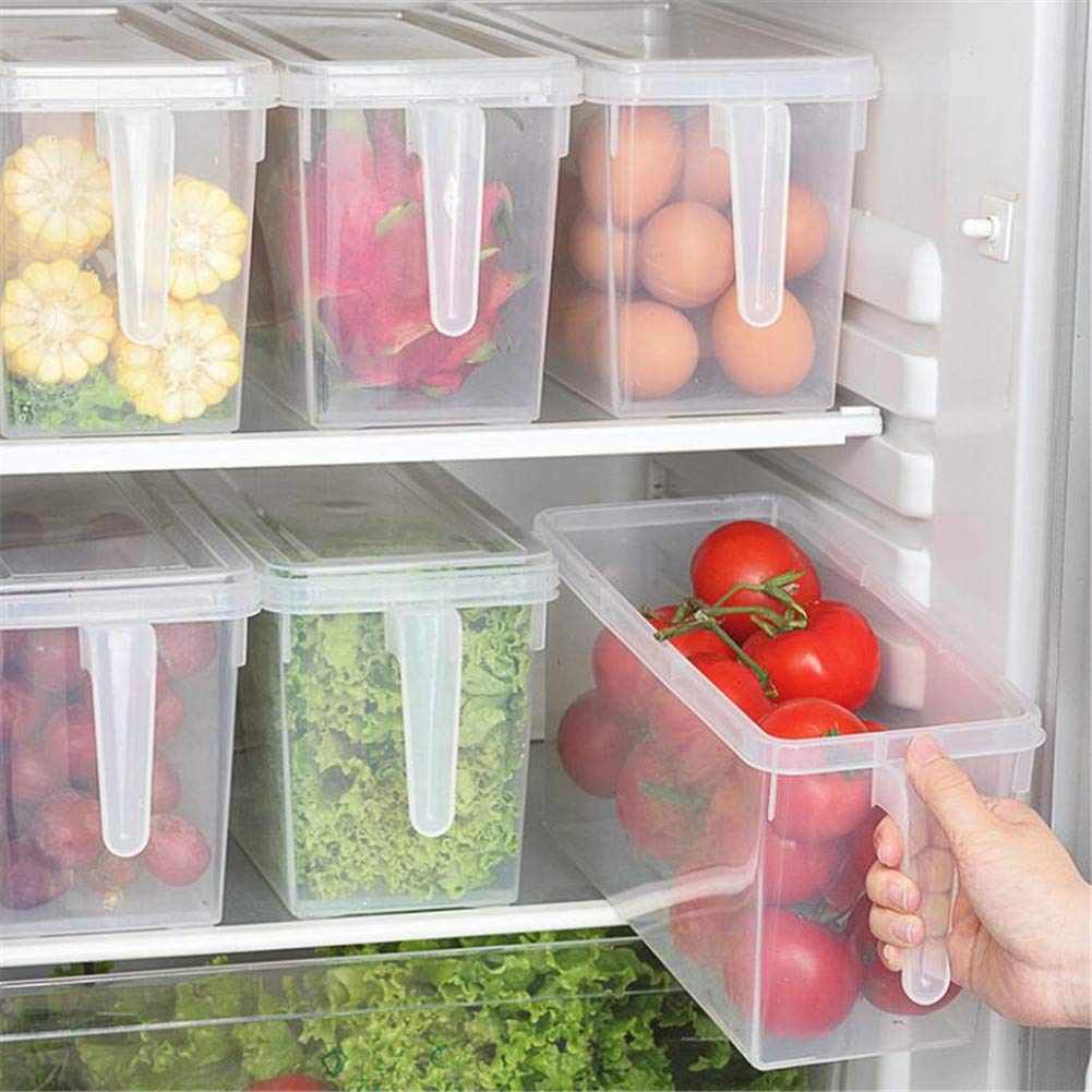Clear Plastic Stackable Food Storage Container - Airtight Refrigerator Organizer for Fruits, Vegetables, Grains & Beans | Kitchen Fresh Food Keeper with Sealed Divider | Perfect for Meal Prep & Pantry Organization