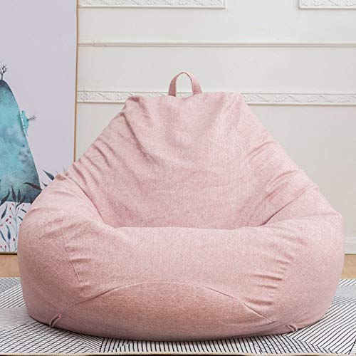 JPMSB Pink Linen Bean Bag Chair Cover 70 x 80 cm - Washable Sofa Slipcover for Living Room, Bedroom, Dorm - Soft Lounger Seat Replacement for Indoor Comfort (Without Filler)
