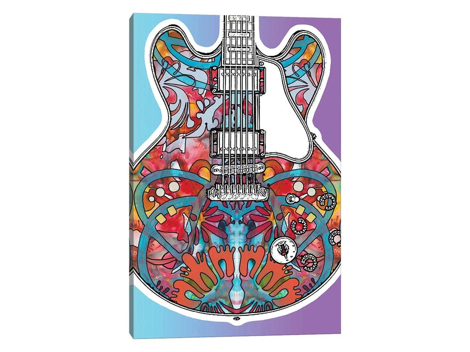 Abstract Watercolor Electric Guitar Wall Art - Colorful Bass Guitar Canvas Painting for Music Lovers, Modern Framed Poster for Home & Office Decor (28x40 Inches) - Perfect Gift for Musicians & Music Room Wall Decor