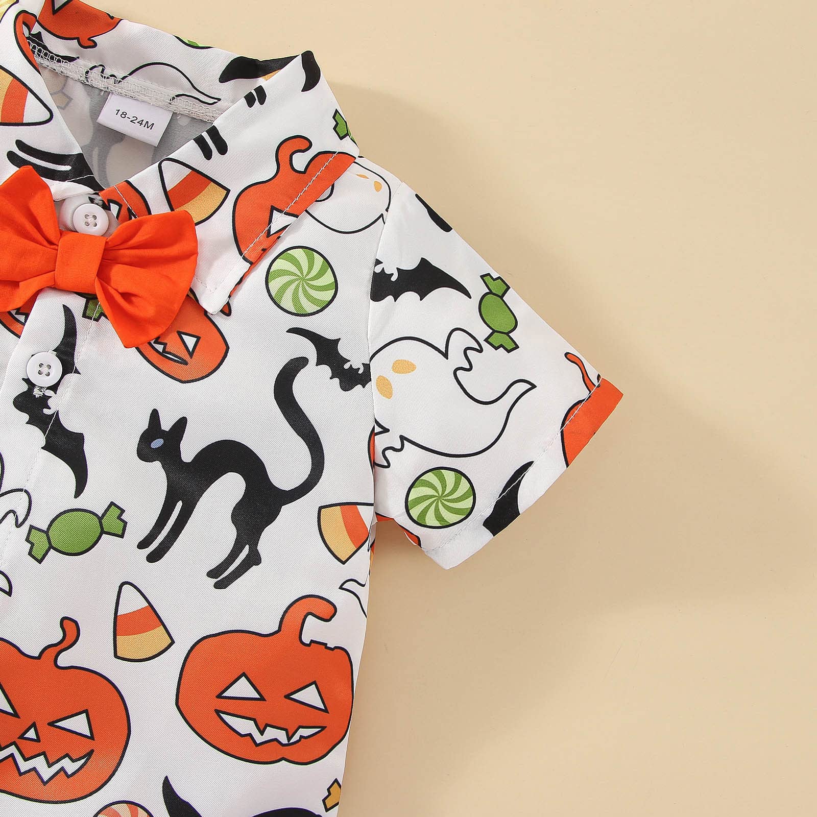 Boys Halloween Costume Set - Short Sleeve Pumpkin Print T-Shirt & Gentleman Style Shorts for Toddlers | Cute Kids Party Outfit for Trick or Treating
