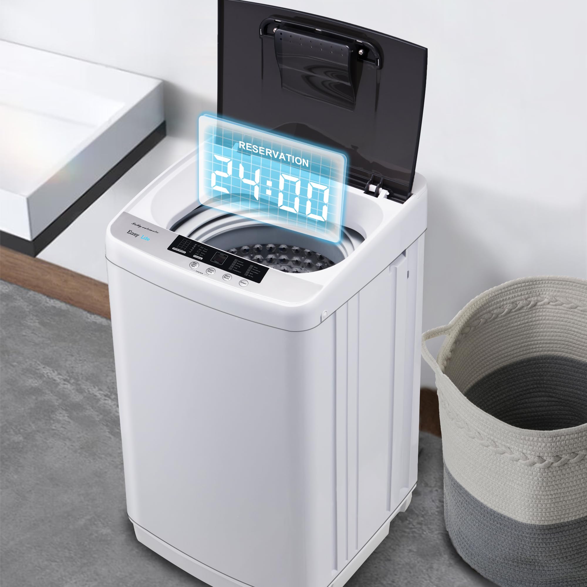 Spurgehom 15.6 lbs Portable Washing Machine with Dryer Combo - Full Automatic Compact Washer with Built-in Pump Drain, LED Display, 10 Wash Cycles & 8 Water Levels - Perfect for Apartments, RVs, Camping & Small Spaces Laundry Needs