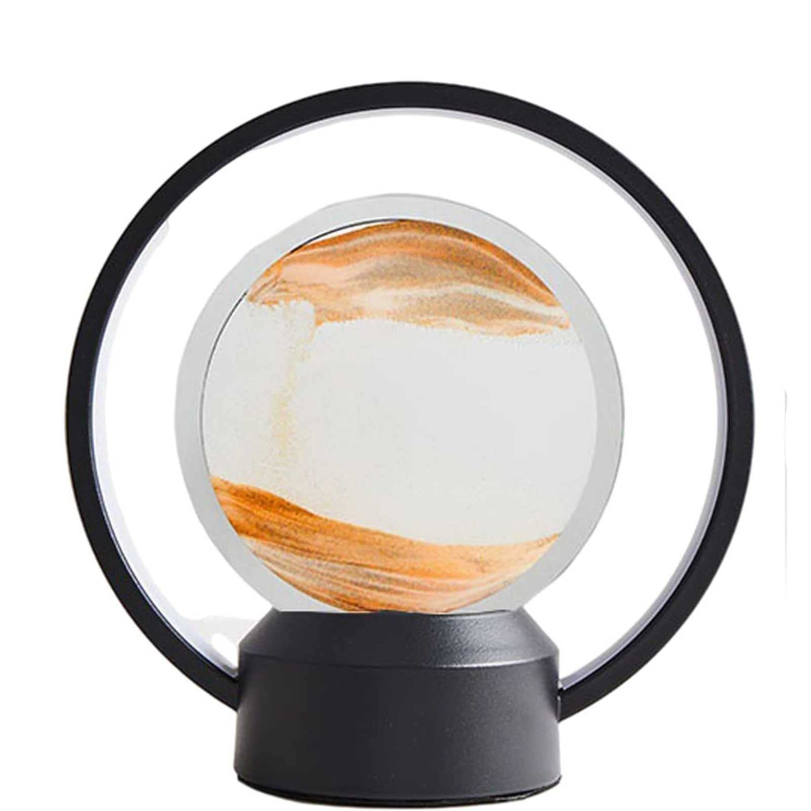 JMYSD LED Moving Sand Art Picture - 3D Deep Sea Sandscape with Dynamic Quicksand Painting in Round Glass - Desktop Decor for Adults & Kids - Perfect for Home, Office, Party Gifts & Stress Relief