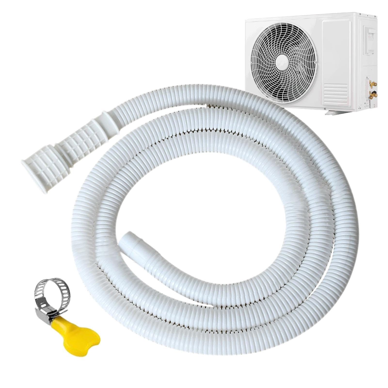 Portable Air Conditioner & Dehumidifier Drain Hose with Rubber Adapter & Connect Clamp - Universal Fit for Most AC Units - Perfect for Home, Office, and RV Use