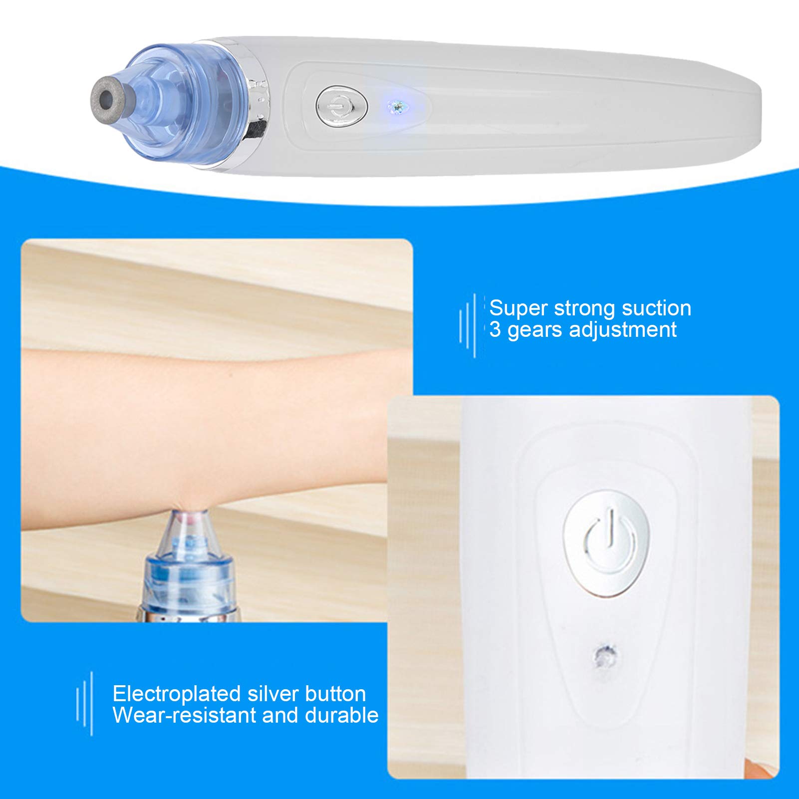 Blackhead Remover Vacuum with 4 Probes - 3 Adjustable Suction Levels for Deep Pore Cleansing at Home