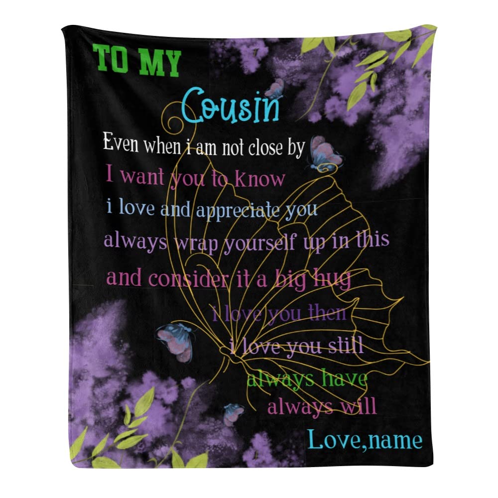 Custom Personalized Fleece Throw Blanket with Name - Soft Butterfly Design for Gifts (50x60 Inches) - Perfect for Birthday, Anniversary, Christmas Presents & Cozy Home Decor