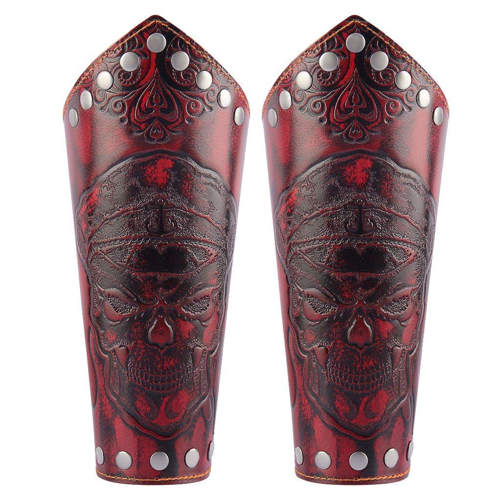 Jeilwiy Faux Leather Medieval Gauntlets - Viking Arm Guards & LARP Bracers for Men & Women - Perfect for Cosplay, Renaissance Fairs & Historical Reenactments