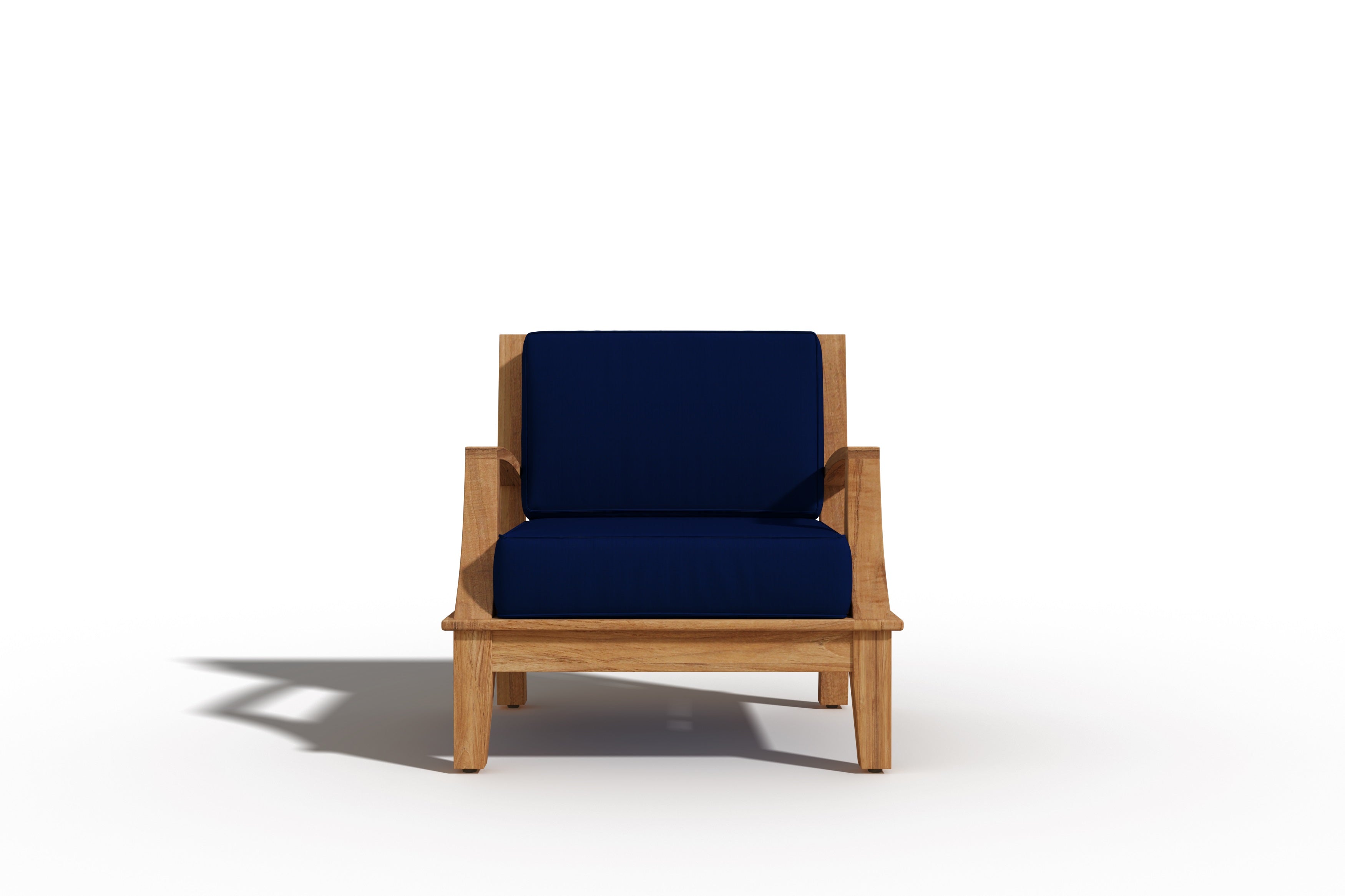 Premium Eliane Teak Outdoor Club Chair with Sunbrella Navy Cushion - Weather-Resistant Patio Furniture for Poolside, Garden & Backyard Relaxation