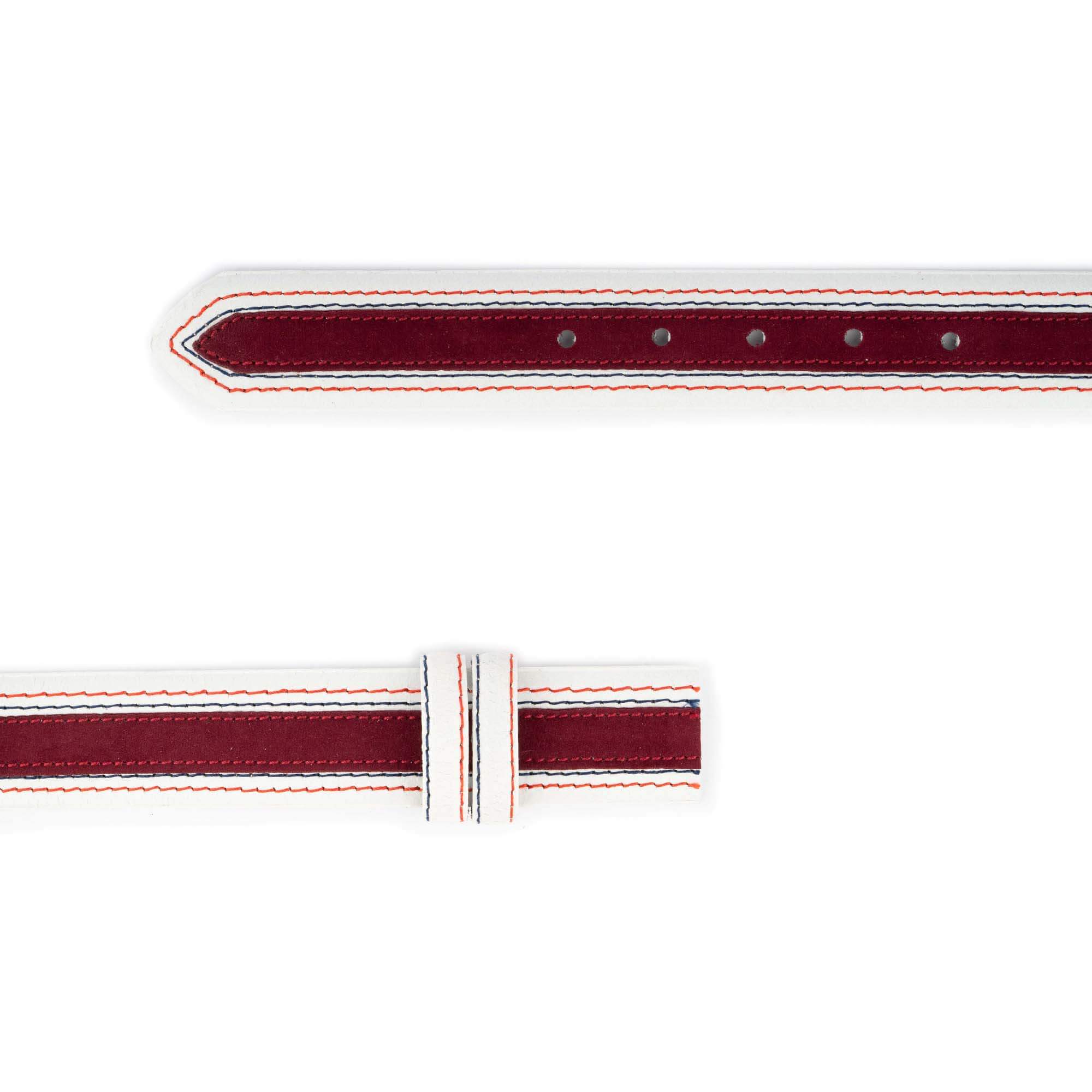 Montblanc Buckle Replacement Strap - Genuine White Leather & Bordo Suede Belt for Men | Formal & Business Attire Accessory