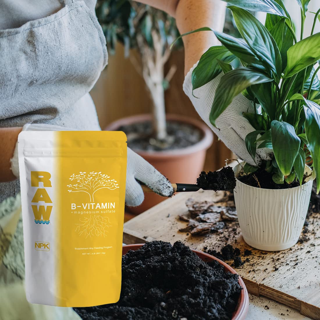 **RAW B Vitamin 2lb - Organic Plant Growth Booster with B Complex & Magnesium Sulfate - Promotes Healthy Development, Higher Yields & Nutrient Uptake - Ideal for Hydroponics, Soil Gardens & Indoor Plants**