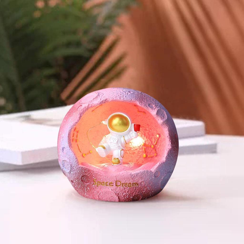 Astronaut Night Light - Pink Spaceman LED Desk Lamp for Bedroom, Kids Room & Living Room Decor | Cool Space-Themed Home Decoration Gift for Boys & Girls