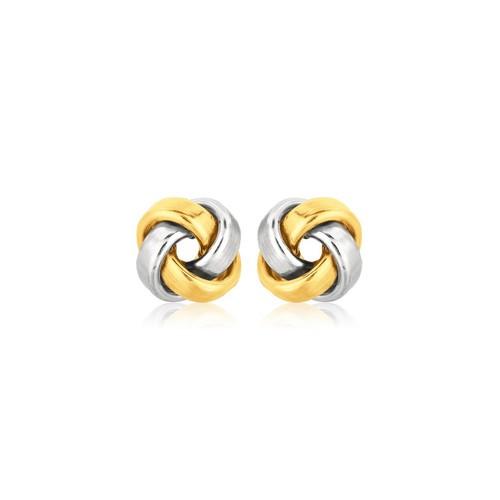 14K Two-Tone Gold Square Love Knot Stud Earrings for Women – Elegant Gift for Anniversary, Valentine’s Day & Special Occasions