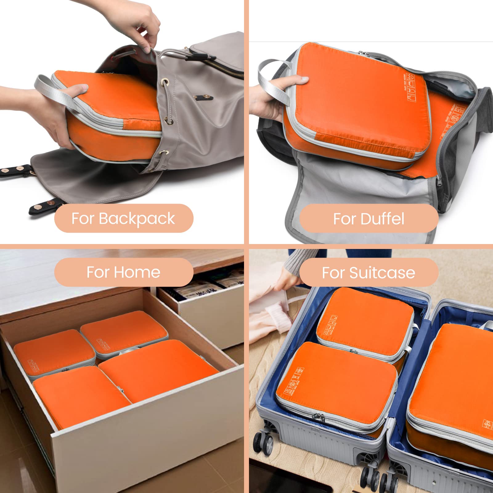 Cambond Compression Packing Cubes for Travel - 4-Piece Set of Lightweight Luggage Organizers for Women | Perfect for Carry-On Suitcases, Business Trips & Vacation Packing | Space-Saving Travel Essentials