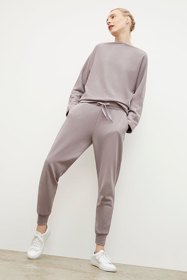 Joni Jogger French Terry Sweatpants for Women - Soft Wisteria Purple Lounge Pants | Perfect for Yoga, Running, and Relaxing at Home