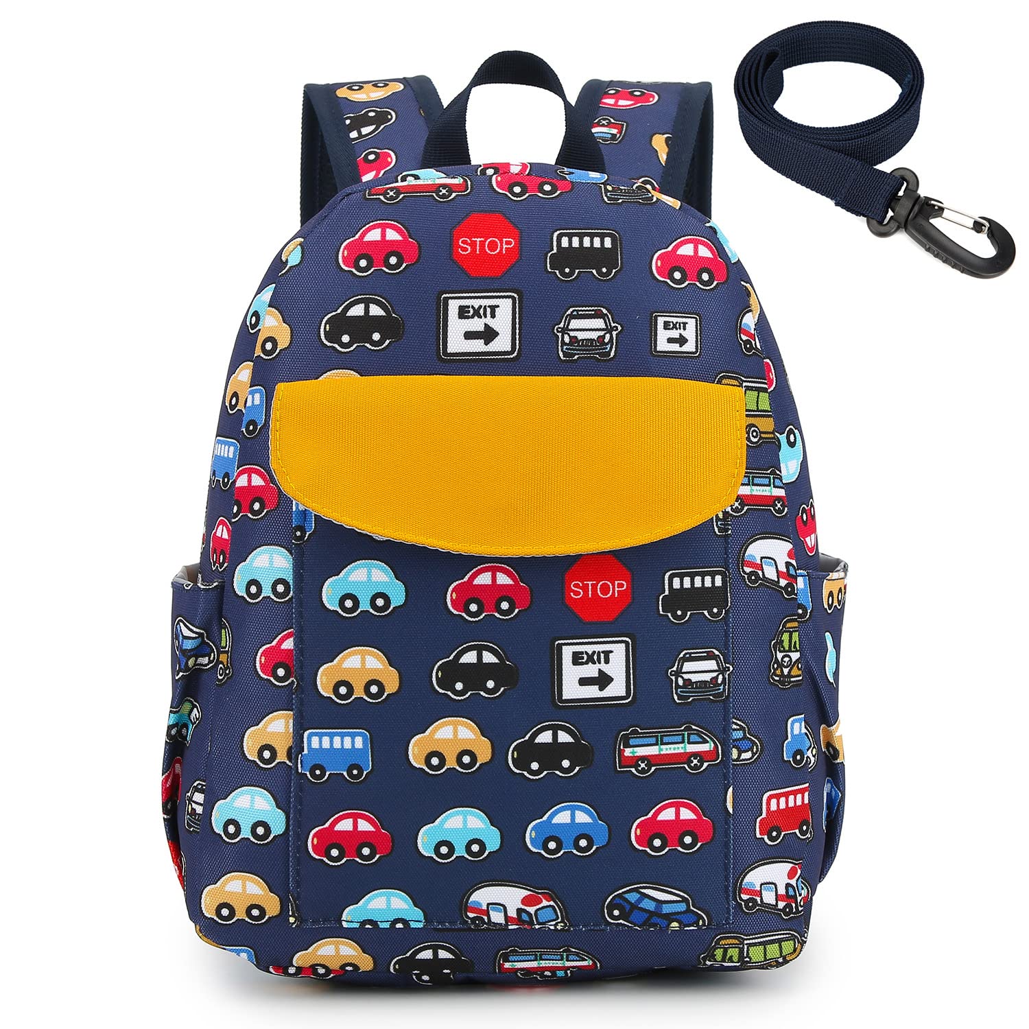 **Adorable 2D Zoo Little Backpack for Toddlers - Waterproof Kids Backpack with Safety Leash for Boys & Girls (Deep Blue Bus) - Perfect for Preschool, Daycare & Travel**