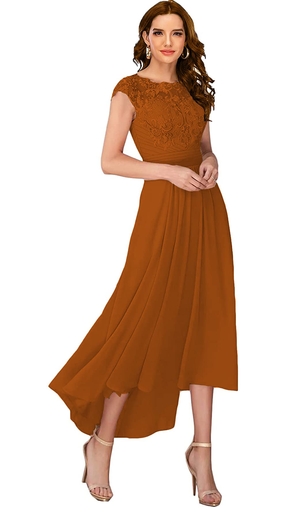 Elegant Cap Sleeve Mother of The Bride Dress with Pockets | Flowy Chiffon Ankle-Length Formal Evening Gown | Perfect for Weddings, Galas & Special Occasions