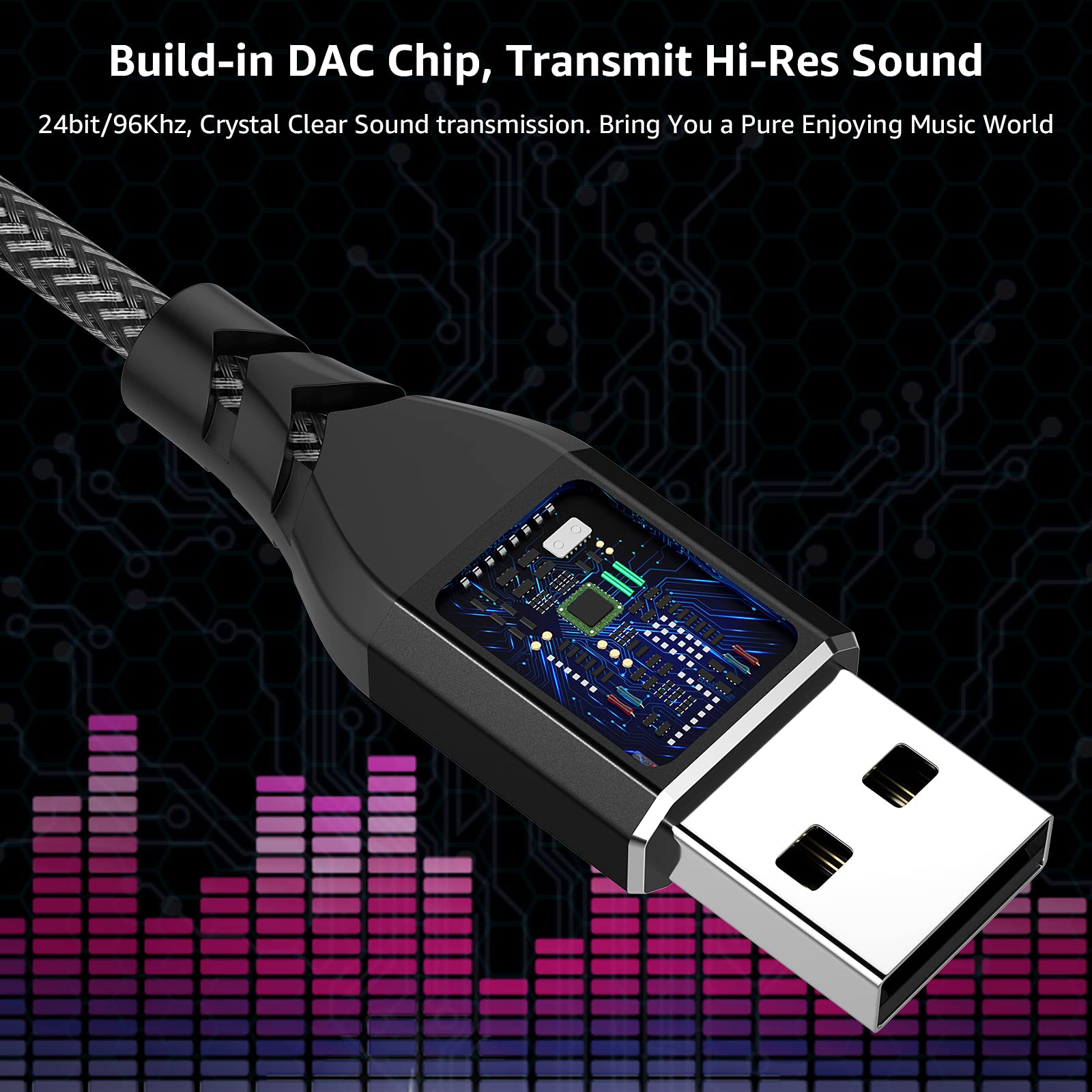 APETOO USB to 3.5mm Audio Adapter - External Stereo Sound Card with Aux Jack for Headphones, Headsets, Earphones - Compatible with Mac, PC, Laptop, Windows, PS4, PS5, Linux - Perfect for Gaming, Music Listening & Conference Calls