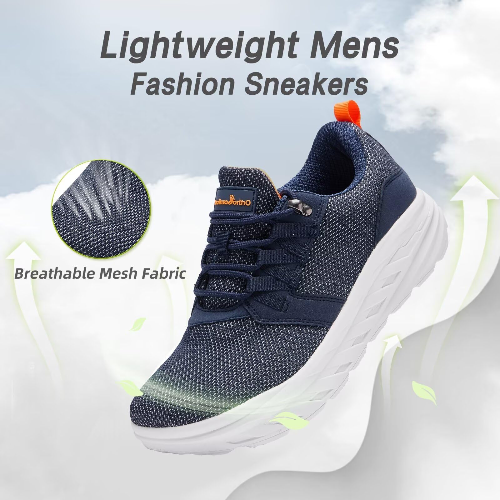 Orthopedic Diabetic Walking Shoes for Men - Wide Width Comfort Sneakers with Arch Support for Plantar Fasciitis, Hammer Toes & Foot Pain Relief - Ideal for Work, Sports, Tennis & Casual Wear