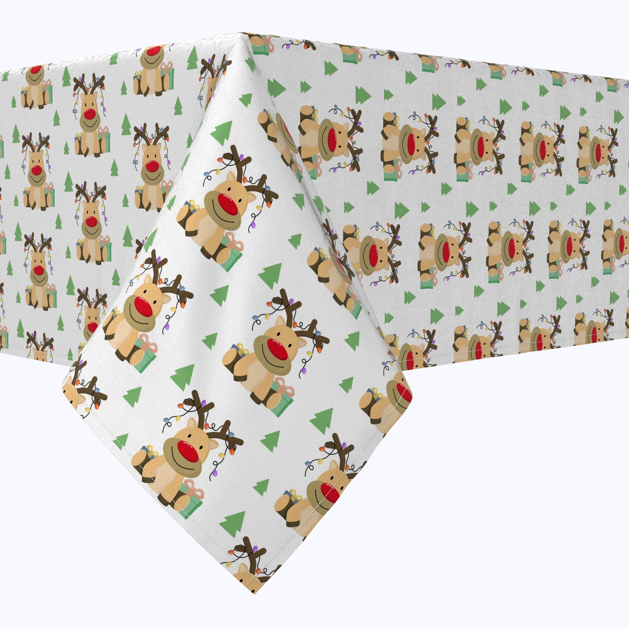 Cartoon Christmas Deer Cotton Rectangles - Festive Holiday Table Runners & Home Decor for Christmas Parties & Winter Celebrations