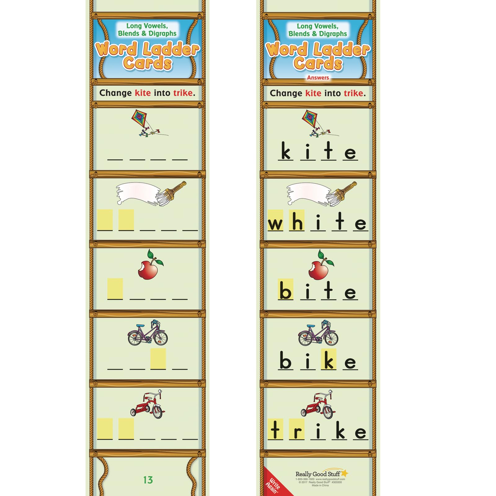 Long Vowels, Blends & Digraphs Word Ladder Cards - Phonics Learning Activity for Kids - Perfect for Classroom & Homeschool Reading Practice
