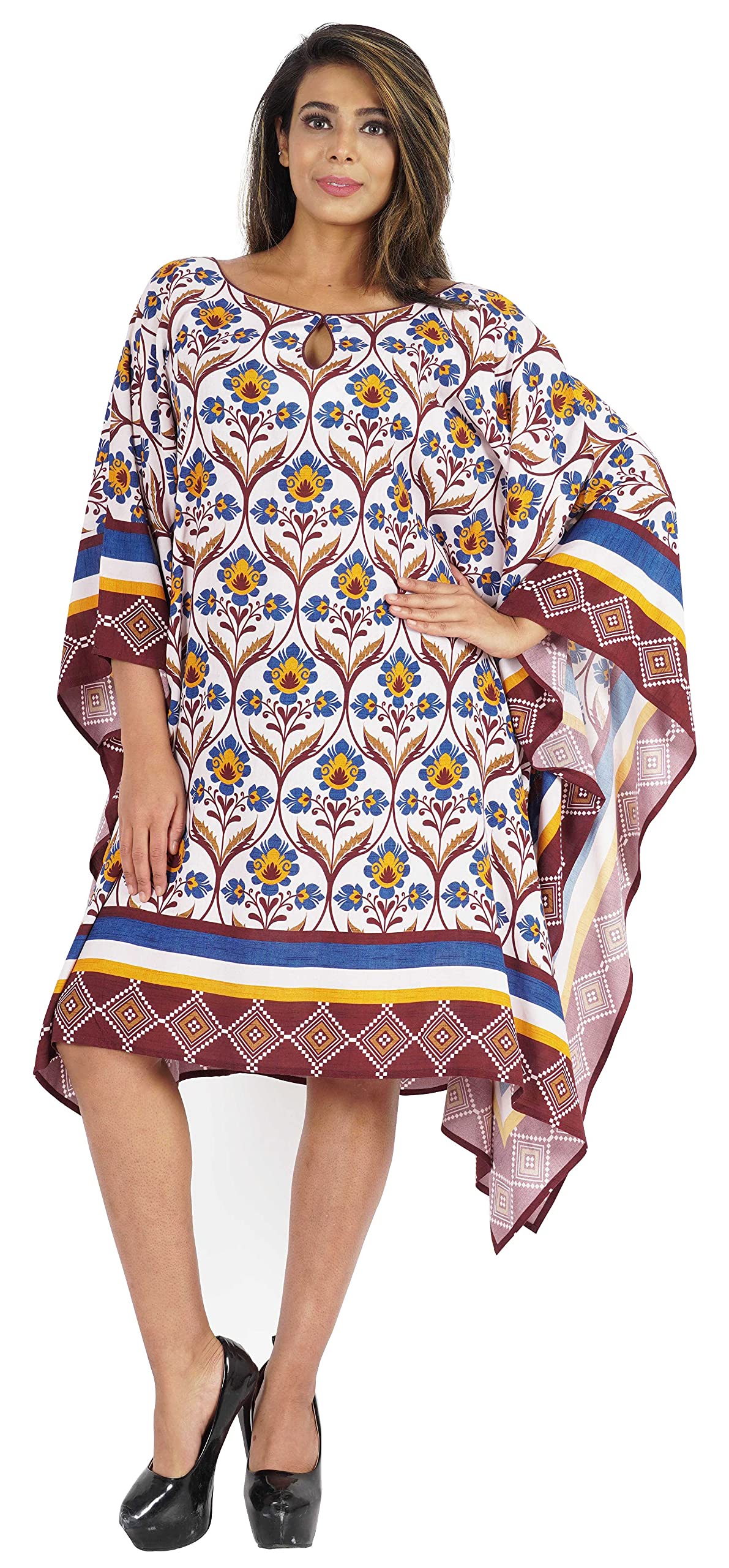 Women's Moomaya Loose Beach Kaftan Dress - Casual Caftan Swimsuit Cover Up for Summer Vacation, Pool Party & Boho Outfit